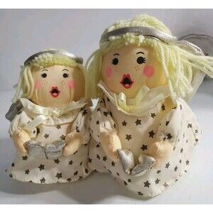 2 Lillian Vernon Angel Choir Soft Dolls Fabric Yarn Hair 6"